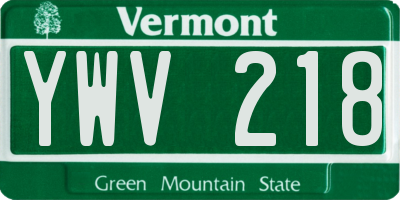 VT license plate YWV218