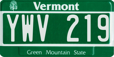 VT license plate YWV219