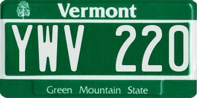 VT license plate YWV220