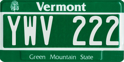 VT license plate YWV222