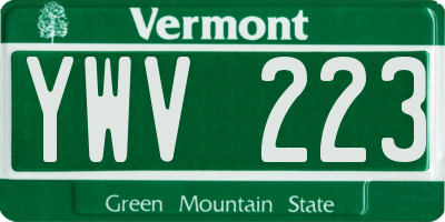 VT license plate YWV223
