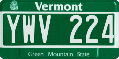 VT license plate YWV224