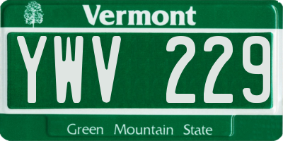 VT license plate YWV229