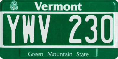 VT license plate YWV230