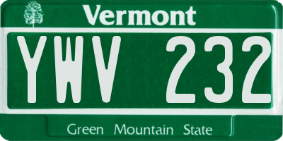 VT license plate YWV232