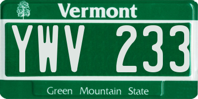VT license plate YWV233
