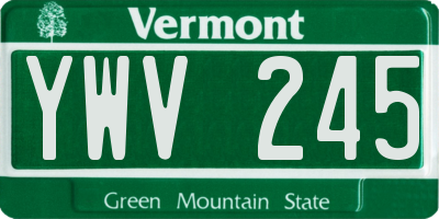 VT license plate YWV245