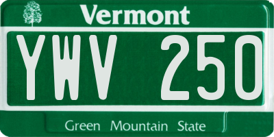 VT license plate YWV250