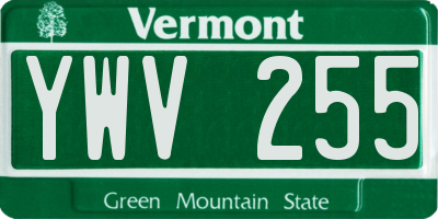 VT license plate YWV255