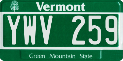 VT license plate YWV259