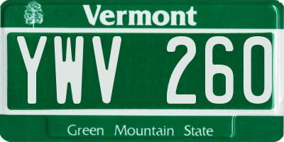 VT license plate YWV260