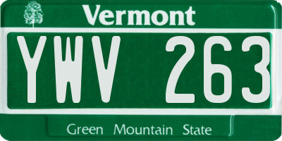 VT license plate YWV263