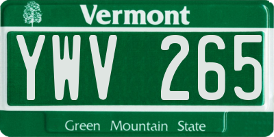 VT license plate YWV265