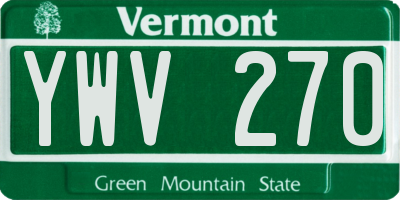 VT license plate YWV270