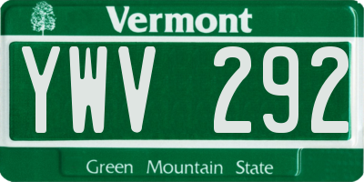 VT license plate YWV292