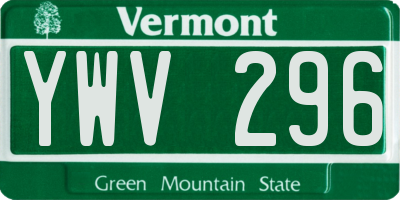 VT license plate YWV296