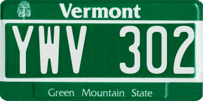 VT license plate YWV302