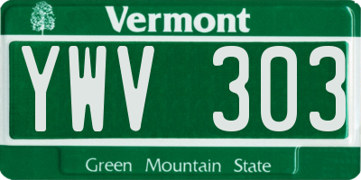 VT license plate YWV303
