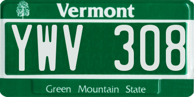 VT license plate YWV308