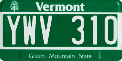 VT license plate YWV310