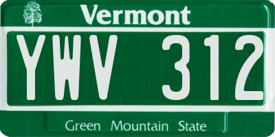 VT license plate YWV312