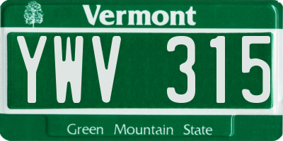 VT license plate YWV315