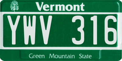 VT license plate YWV316