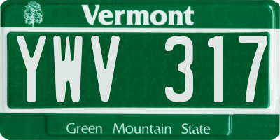 VT license plate YWV317