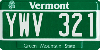 VT license plate YWV321