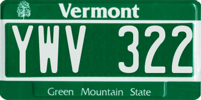 VT license plate YWV322