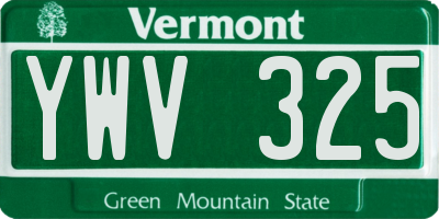 VT license plate YWV325