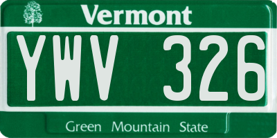 VT license plate YWV326