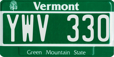 VT license plate YWV330