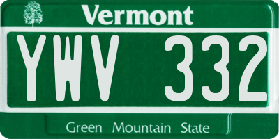 VT license plate YWV332