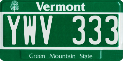 VT license plate YWV333