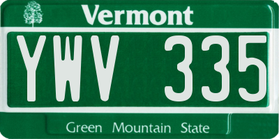 VT license plate YWV335