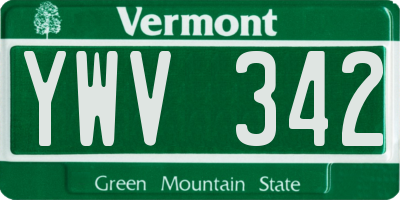 VT license plate YWV342