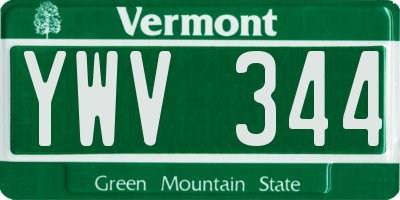 VT license plate YWV344
