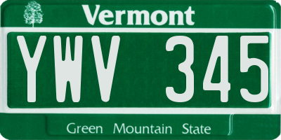 VT license plate YWV345