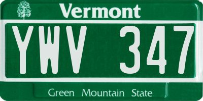 VT license plate YWV347