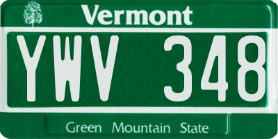 VT license plate YWV348