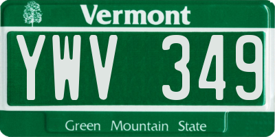 VT license plate YWV349