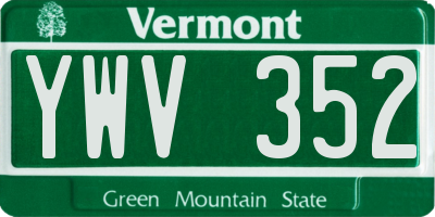 VT license plate YWV352