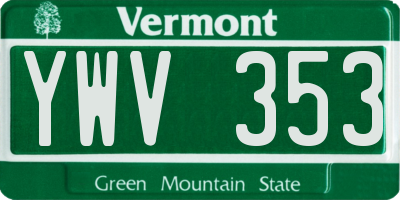 VT license plate YWV353