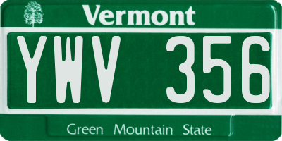 VT license plate YWV356