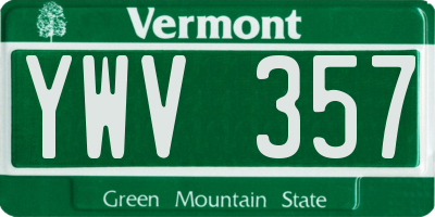 VT license plate YWV357