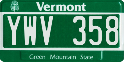 VT license plate YWV358