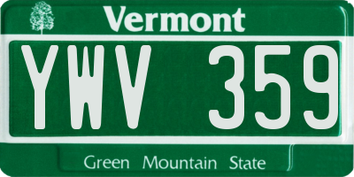 VT license plate YWV359