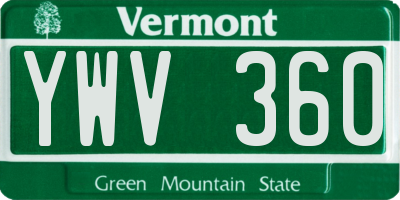 VT license plate YWV360