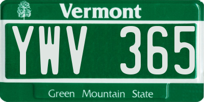 VT license plate YWV365
